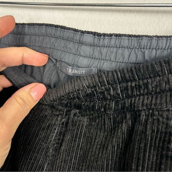 Transit Par Such Comfort fit pant with elastic waist in black corduroy - Picture 6 of 16
